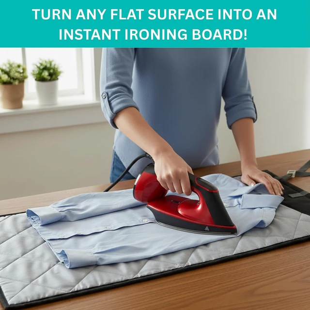 Alt view image 5 of 7 - True & Tidy XL Over the Door Protective Clothes Steamer Pad, Ironing and Press Pad, Helps Protect Surfaces While Garment Steaming, with 3 Hanger Hooks