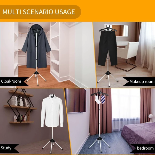 Alt view image 4 of 6 - Foldable Garment Steamer Stand Accessory with Glove, Adjustable Support Rack for Suit, Shirt, Overcoat, Vest, Portable Travel Hanger for Bedroom, Cloakroom, Living room, Office,etc.