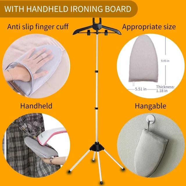 Alt view image 5 of 6 - Foldable Garment Steamer Stand Accessory with Glove, Adjustable Support Rack for Suit, Shirt, Overcoat, Vest, Portable Travel Hanger for Bedroom, Cloakroom, Living room, Office,etc.