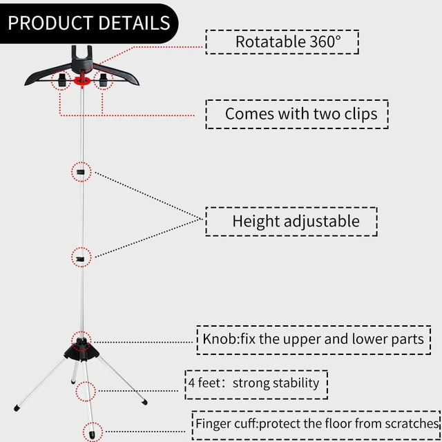 Alt view image 6 of 6 - Foldable Garment Steamer Stand Accessory with Glove, Adjustable Support Rack for Suit, Shirt, Overcoat, Vest, Portable Travel Hanger for Bedroom, Cloakroom, Living room, Office,etc.