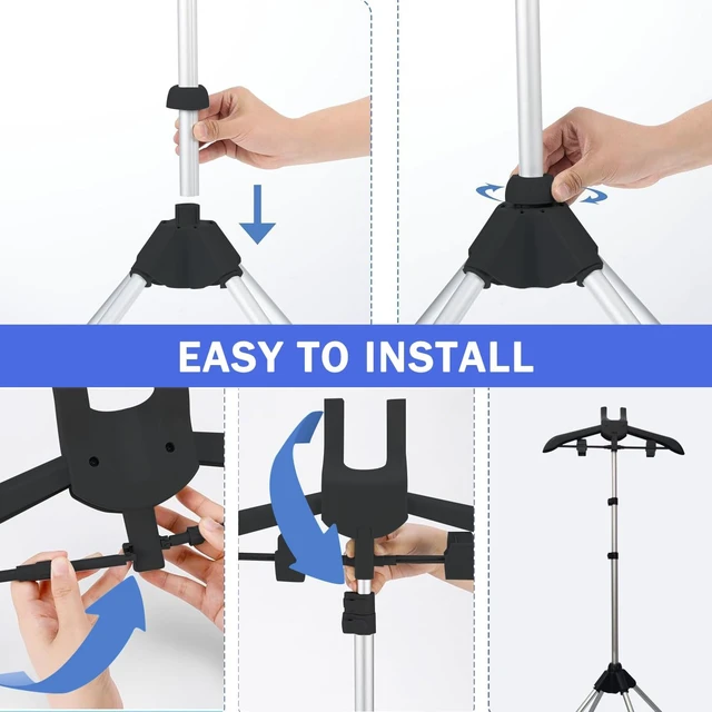 Alt view image 4 of 7 - Garment Steamer Stand Rack for Clothes with Stand, Folding Garment Steamer Iron Stand for Home & Travel Ironing, Height Adjustable Lightweight Steamer Holder with Heat-Resistant Ironing Gloves