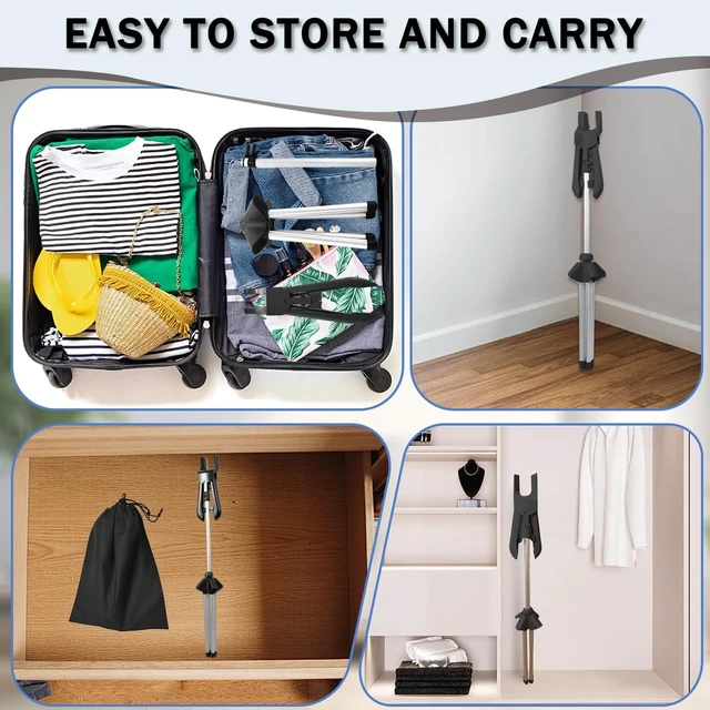 Alt view image 6 of 7 - Garment Steamer Stand Rack for Clothes with Stand, Folding Garment Steamer Iron Stand for Home & Travel Ironing, Height Adjustable Lightweight Steamer Holder with Heat-Resistant Ironing Gloves