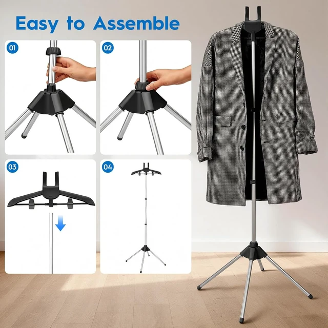 Alt view image 4 of 7 - Steamer Stand for Clothes with Ironing Gloves & Carrying Bag Portable Adjustable Garment Steamer Stand Handheld Steamer Hanger Rack for Travel Home, Black