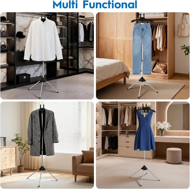 Alt view image 6 of 7 - Steamer Stand for Clothes with Ironing Gloves & Carrying Bag Portable Adjustable Garment Steamer Stand Handheld Steamer Hanger Rack for Travel Home, Black