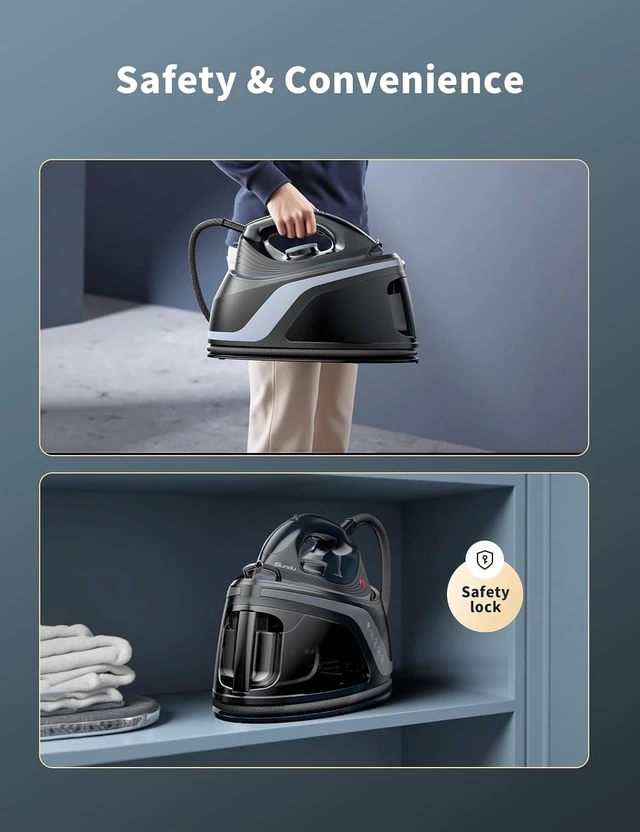 Alt view image 4 of 6 - Steam Station Iron for Clothes,1600W Professional Steam Iron with 44 oz Tank, 400 microsteam holes, Built-In Pump, Ceramic baseplate,Iron Lock For Easy Carry,Home use
