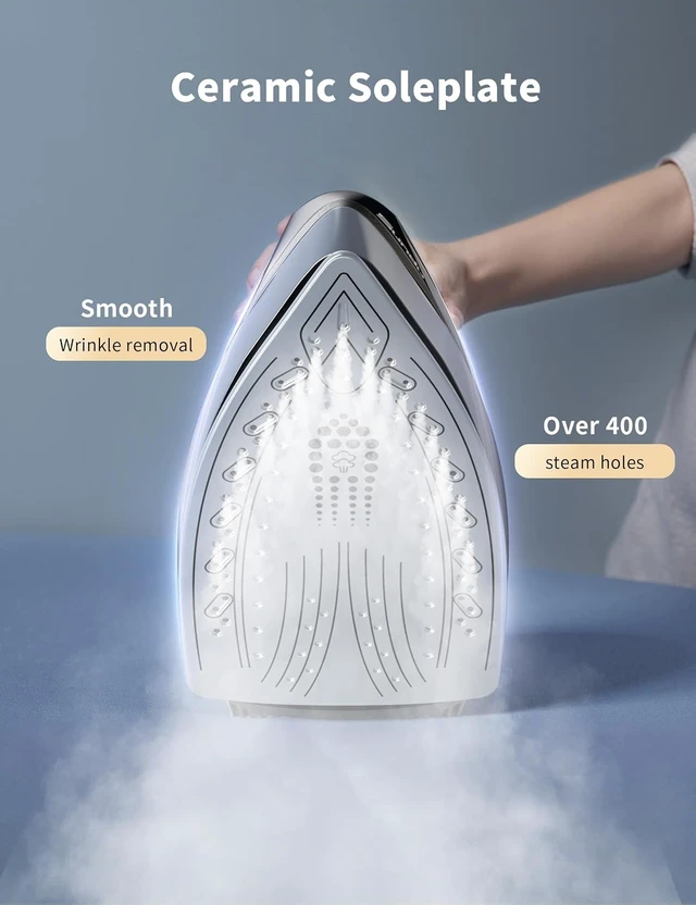 Alt view image 5 of 6 - Steam Station Iron for Clothes,1600W Professional Steam Iron with 44 oz Tank, 400 microsteam holes, Built-In Pump, Ceramic baseplate,Iron Lock For Easy Carry,Home use