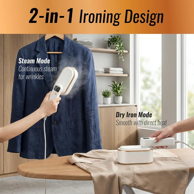 Alt view image 2 of 7 - Steamer for Clothes Portable Travel - 1200W Handheld Garment