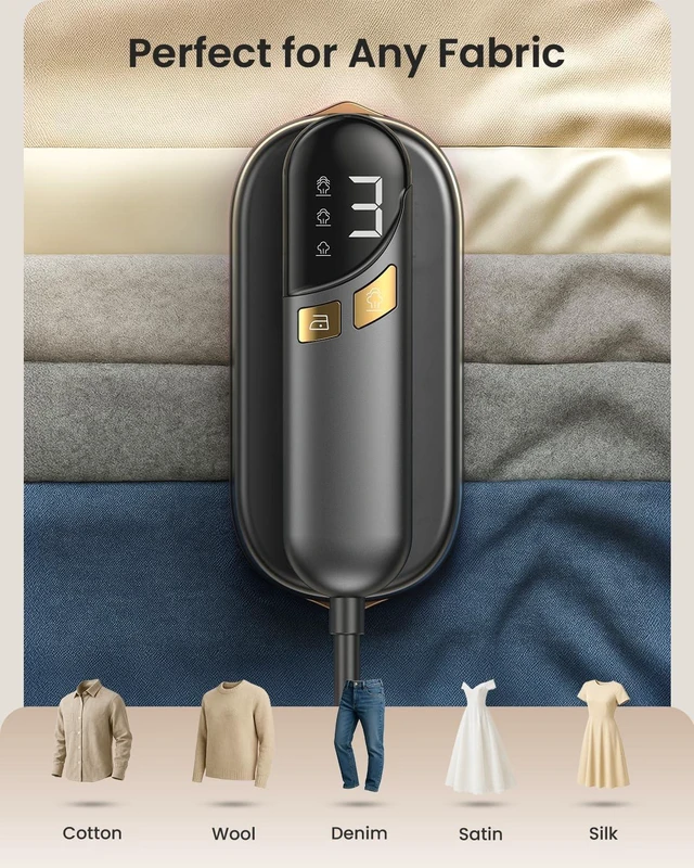 Alt view image 5 of 7 - LOXP 2-in-1 Handheld Steamer Iron for Clothes, 1000W, 9s Fast Heat-Up, 120V