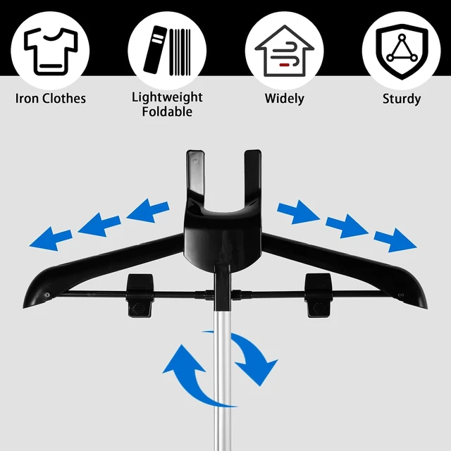 Alt view image 3 of 7 - Garment Steamer Hanger with Ironing Glove, Telescopic Clothes Steamer Stand, Garment Hanger for Steaming Clothes, Steam Iron Stand Rack for Vest Overcoat Suit (Black)