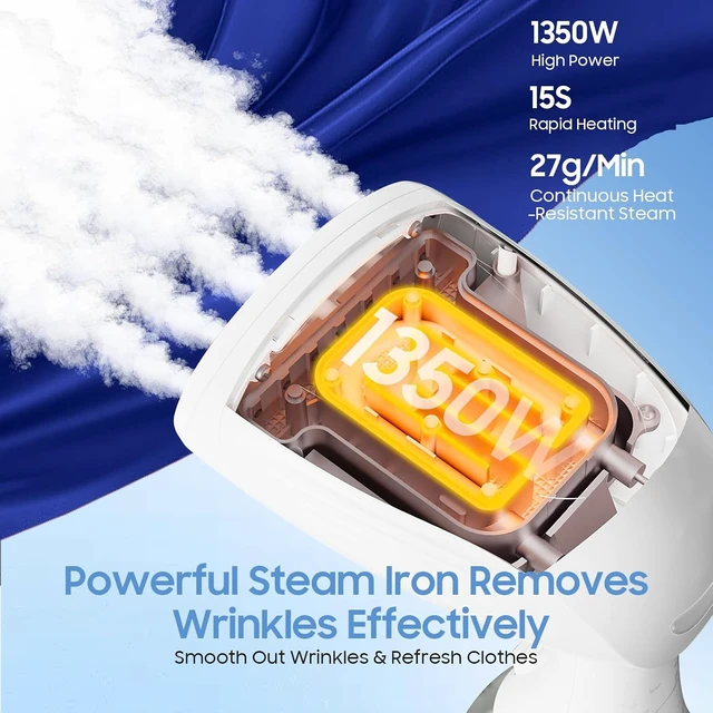 Alt view image 4 of 7 - Handheld Portable Steamer for Clothes - 1350W Small Clothes Steam Iron