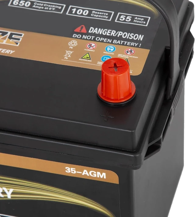 Alt view image 3 of 5 - Weize Platinum AGM Battery BCI Group 35 Automotive Battery, 100RC, 650CCA, 36 Months Warranty, Dimensions 9.06" L x 6.89" W x 8.82" H