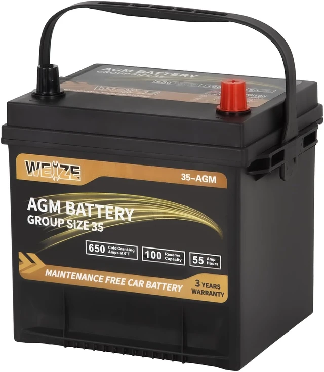 Alt view image 5 of 5 - Weize Platinum AGM Battery BCI Group 35 Automotive Battery, 100RC, 650CCA, 36 Months Warranty, Dimensions 9.06" L x 6.89" W x 8.82" H