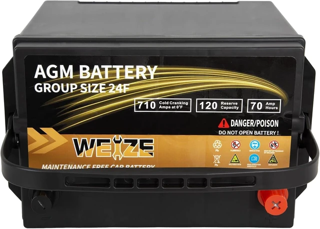 Alt view image 4 of 5 - Weize Platinum AGM Battery BCI Group 24F Automotive Battery, 120RC, 710CCA, 36 Months Warranty, Dimensions 10.75" L x 6.81" W x 8.98" H