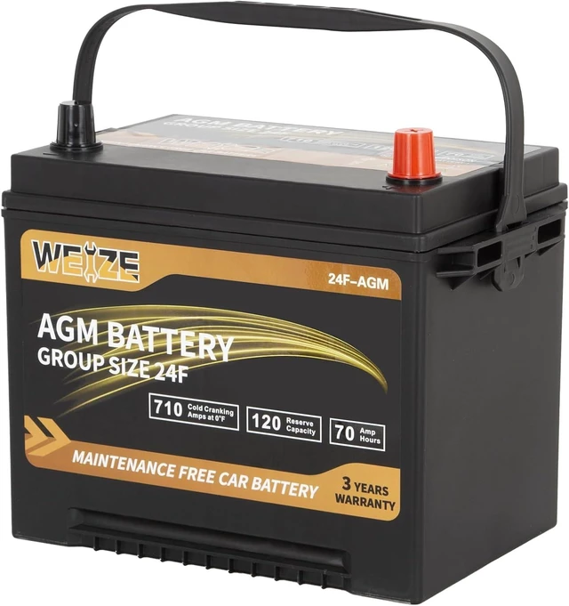 Alt view image 5 of 5 - Weize Platinum AGM Battery BCI Group 24F Automotive Battery, 120RC, 710CCA, 36 Months Warranty, Dimensions 10.75" L x 6.81" W x 8.98" H