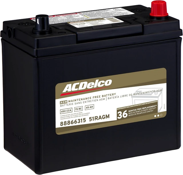 Alt view image 2 of 7 - ACDelco Gold 51RAGM (88866315) 36 Month Warranty AGM BCI Group 51R Car Battery