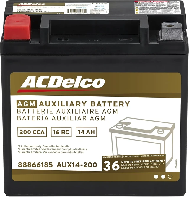 Main image of ACDelco Gold AUX14-200 (88866185) 36 Month Warranty Auxiliary AGM 200 CCA Battery