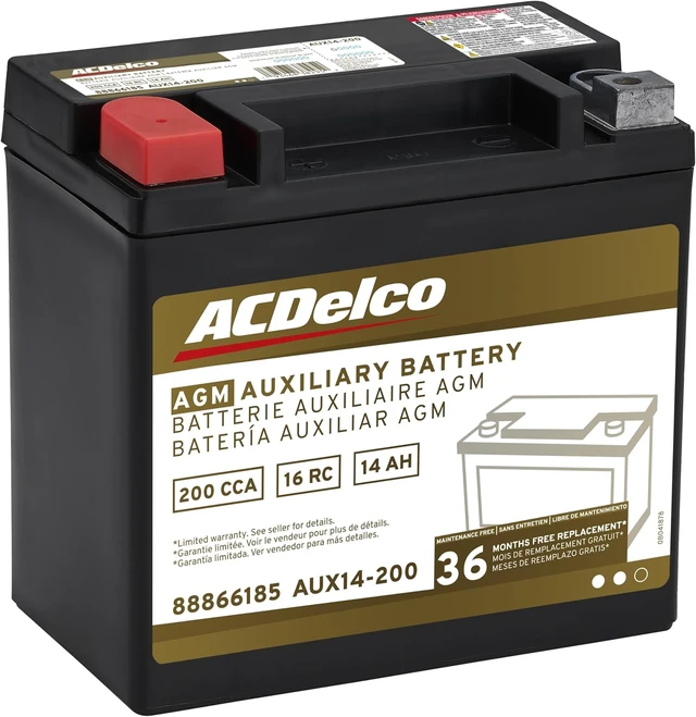 Alt view image 2 of 6 - ACDelco Gold AUX14-200 (88866185) 36 Month Warranty Auxiliary AGM 200 CCA Battery