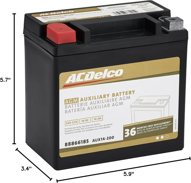 Alt view image 6 of 6 - ACDelco Gold AUX14-200 (88866185) 36 Month Warranty Auxiliary AGM 200 CCA Battery