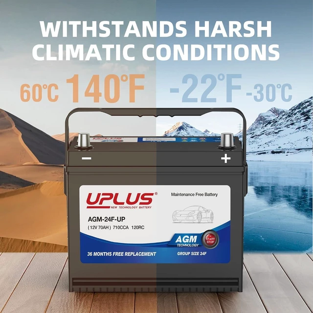 Alt view image 4 of 7 - UPLUS BCI Group 24F AGM Car Battery, 12V 70Ah 710CCA 120RC Start-Stop