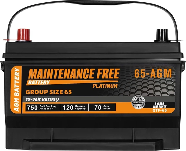 Alt view image 7 of 7 - Autocessking Group Size 65 Start and Stop AGM Automotive Car Battery, 12V 70Ah, 750 CCA, 120 RC, 36 Months Warranty