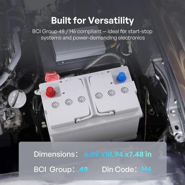 Alt view image 2 of 6 - Renogy 12V 70Ah AGM Car Battery H6, Group 48 Start and Stop Automotive Battery with 720 CCA, 120RC, Reliable Power for Cars, SUVs, Trucks, and Marine Starting