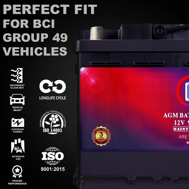 Alt view image 5 of 7 - Mighty Max Battery MM-H8 Start and Stop Car BCI Group 49 12V 95Ah, 160RC, 900 CCA Rechargeable AGM Car Battery
