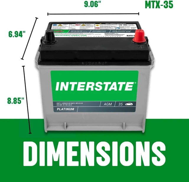Alt view image 3 of 7 - Interstate Batteries Car Battery 12V 55Ah 650CCA Group 35 AGM