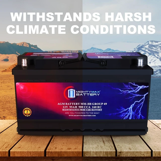 Alt view image 7 of 7 - Mighty Max Battery MM-H8 Start and Stop Car BCI Group 49 12V 95Ah, 160RC, 900 CCA Rechargeable AGM Car Battery