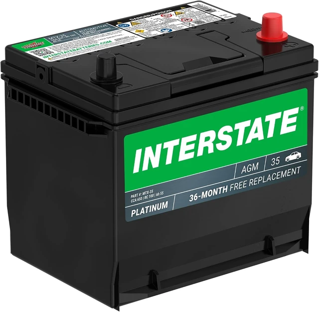 Alt view image 5 of 7 - Interstate Batteries Car Battery 12V 55Ah 650CCA Group 35 AGM