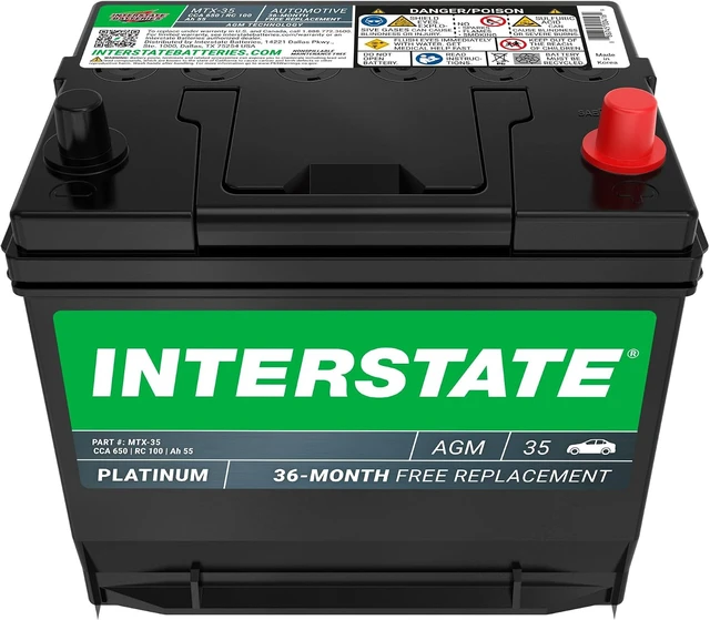 Alt view image 4 of 7 - Interstate Batteries Car Battery 12V 55Ah 650CCA Group 35 AGM