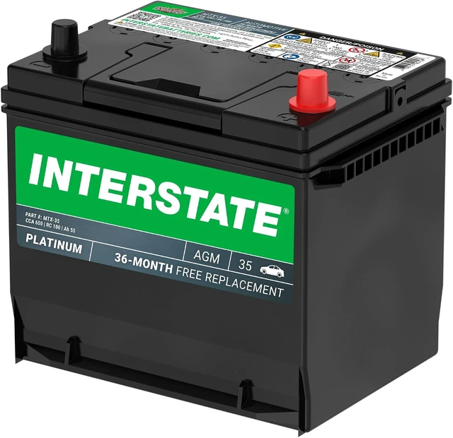 Alt view image 7 of 7 - Interstate Batteries Car Battery 12V 55Ah 650CCA Group 35 AGM