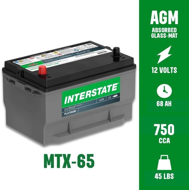 Alt view image 4 of 7 - Interstate Batteries Car Battery 12V 68Ah 750CCA Group 65 AGM