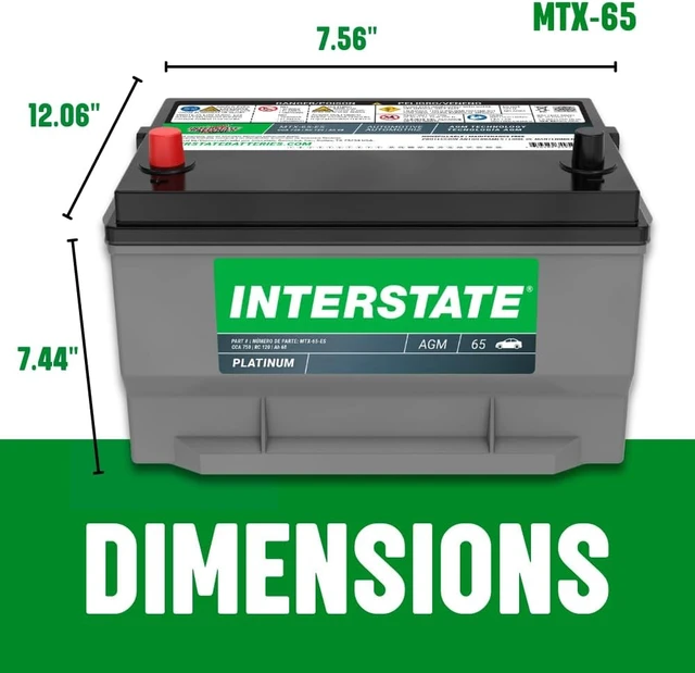 Alt view image 5 of 7 - Interstate Batteries Car Battery 12V 68Ah 750CCA Group 65 AGM