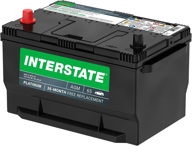 Alt view image 7 of 7 - Interstate Batteries Car Battery 12V 68Ah 750CCA Group 65 AGM