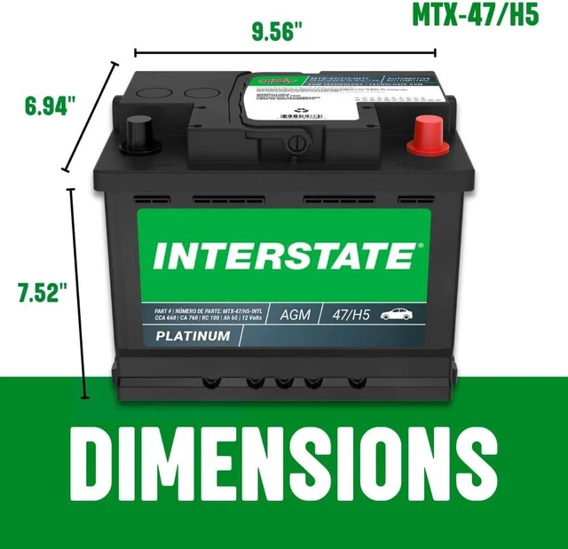 Alt view image 5 of 7 - Interstate Batteries Car Battery 12V 60Ah 650CCA Group H5, 47 AGM