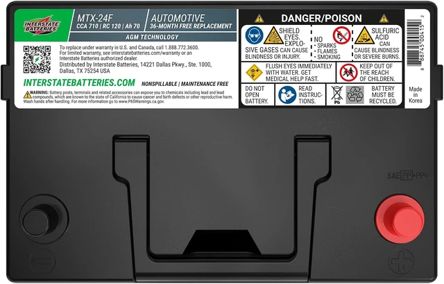 Alt view image 4 of 7 - Interstate Batteries Car Battery 12V 70Ah 710CCA Group 24F AGM (MTX-24F)