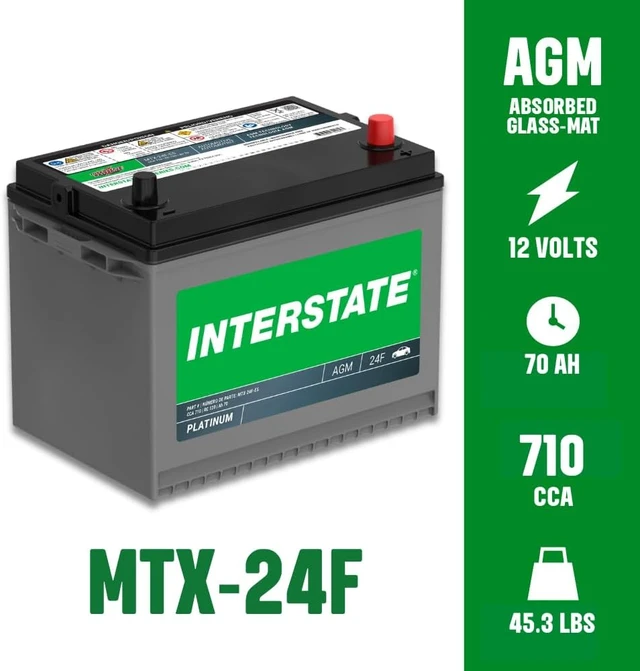 Alt view image 7 of 7 - Interstate Batteries Car Battery 12V 70Ah 710CCA Group 24F AGM (MTX-24F)