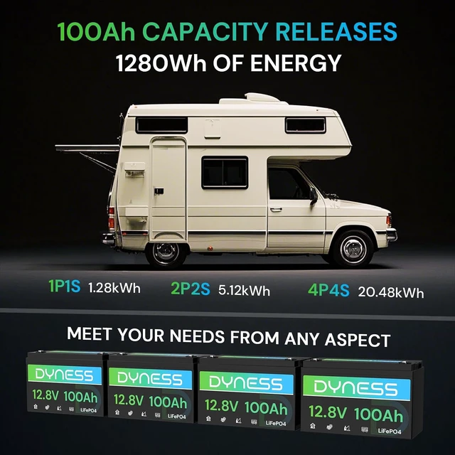 Alt view image 7 of 7 - Dyness 12V 100Ah LiFePO4 Lithium Battery for RV, Solar System and Off-Grid