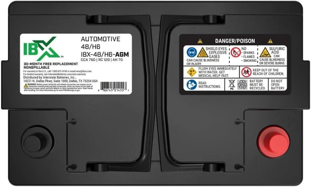 Alt view image 5 of 7 - Interstate Batteries IBX Car Battery 12V 70Ah Group H6, 48 760CCA SLI AGM