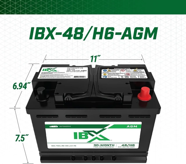 Alt view image 7 of 7 - Interstate Batteries IBX Car Battery 12V 70Ah Group H6, 48 760CCA SLI AGM