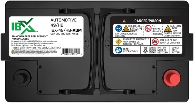 Alt view image 5 of 7 - Interstate Batteries IBX Car Battery 12V 95Ah Group H8, 49 900CCA SLI AGM