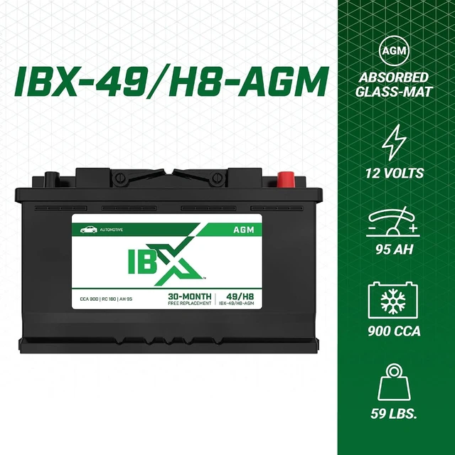 Alt view image 6 of 7 - Interstate Batteries IBX Car Battery 12V 95Ah Group H8, 49 900CCA SLI AGM