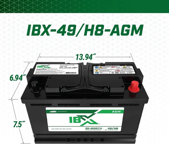 Alt view image 7 of 7 - Interstate Batteries IBX Car Battery 12V 95Ah Group H8, 49 900CCA SLI AGM