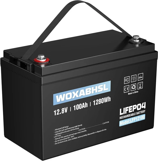 Main image of 12V 100Ah LiFePO4 Lithium Battery, 15000+ Deep Cycles, Low-Temp Cutoff, 100A BMS, Plug and Play for Automotive RV, Marine, Solar, Off-Grid Home Energy Storage