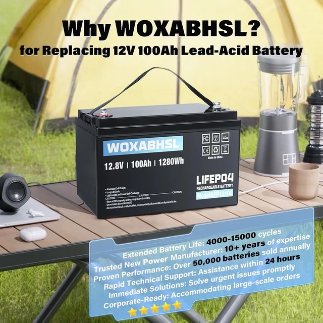 Alt view image 6 of 7 - 12V 100Ah LiFePO4 Lithium Battery, 15000+ Deep Cycles, Low-Temp Cutoff, 100A BMS, Plug and Play for Automotive RV, Marine, Solar, Off-Grid Home Energy Storage