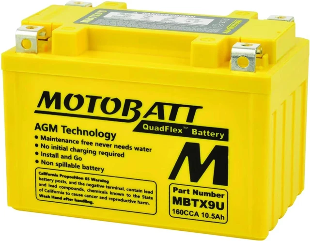 Main image of MotoBatt 12 Volt 10.5 Ah MBTX9U Sealed Maintenance Free AGM Battery