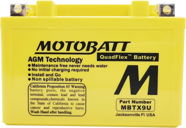 Alt view image 2 of 4 - MotoBatt 12 Volt 10.5 Ah MBTX9U Sealed Maintenance Free AGM Battery