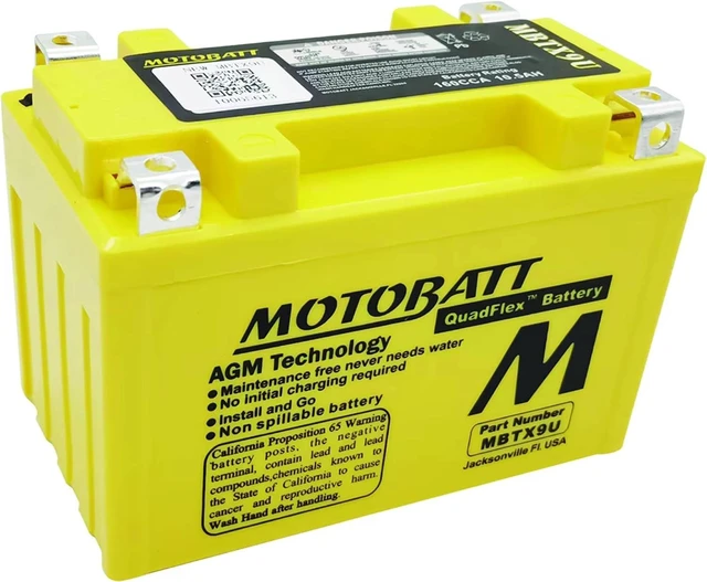 Alt view image 3 of 4 - MotoBatt 12 Volt 10.5 Ah MBTX9U Sealed Maintenance Free AGM Battery