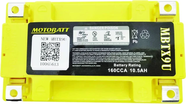 Alt view image 4 of 4 - MotoBatt 12 Volt 10.5 Ah MBTX9U Sealed Maintenance Free AGM Battery