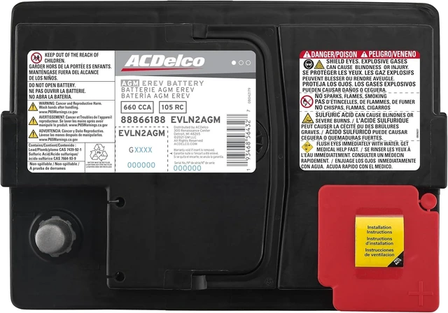 Alt view image 4 of 5 - ACDelco Silver EVLN2AGM (88866188) 24 Month Warranty EREV AGM BCI Group LN2 Battery